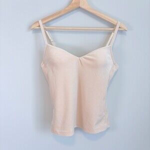 Y2K Charlotte Russe Cami Core Velvet Tank Top Built In Bra Nude Size Large